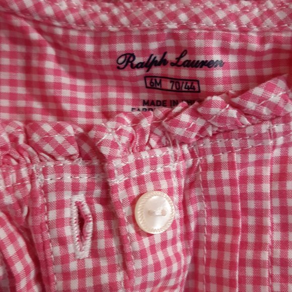 Ralph Lauren baby girl Sleeveless checker romper - Picture 3 of 4